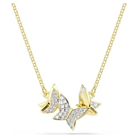 Idyllia Lilia necklace, Butterfly, White, 18K gold finish