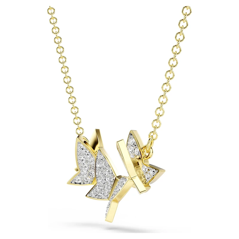 Idyllia Lilia necklace, Butterfly, White, 18K gold finish