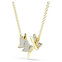 Idyllia Lilia necklace, Butterfly, White, 18K gold finish