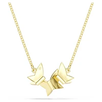 Idyllia Lilia necklace, Butterfly, White, 18K gold finish