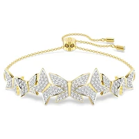 Idyllia Lilia bracelet, Butterfly, White, 18K gold finish