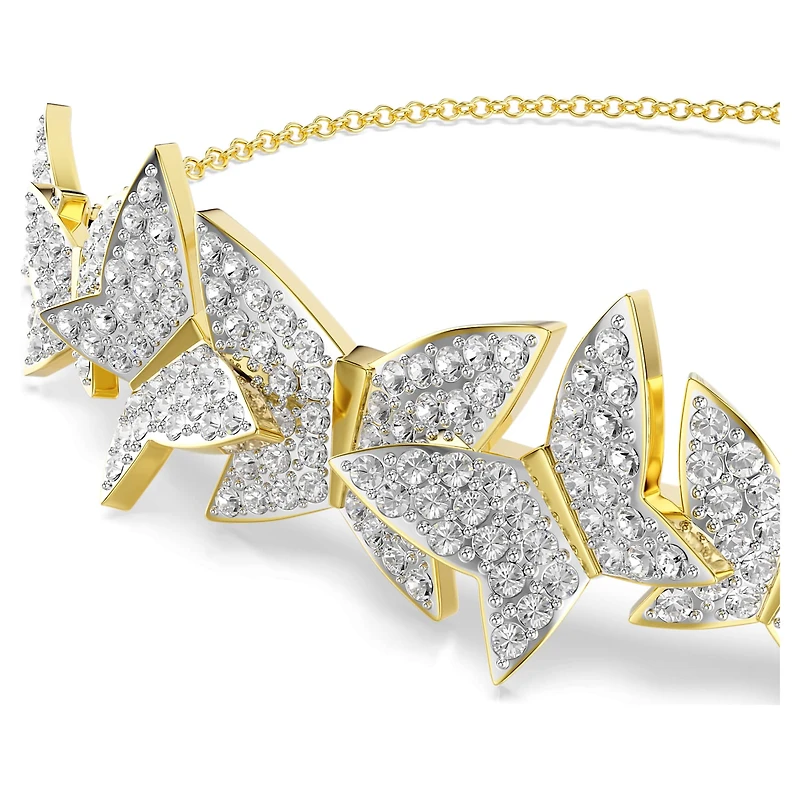 Idyllia Lilia bracelet, Butterfly, White, 18K gold finish