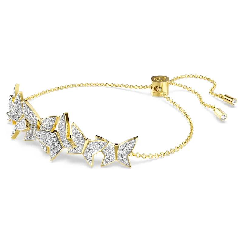 Idyllia Lilia bracelet, Butterfly, White, 18K gold finish