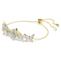 Idyllia Lilia bracelet, Butterfly, White, 18K gold finish