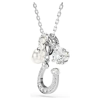 Symbolica pendant, Crystal pearl, Round cut, Pavé, Horse shoe, White