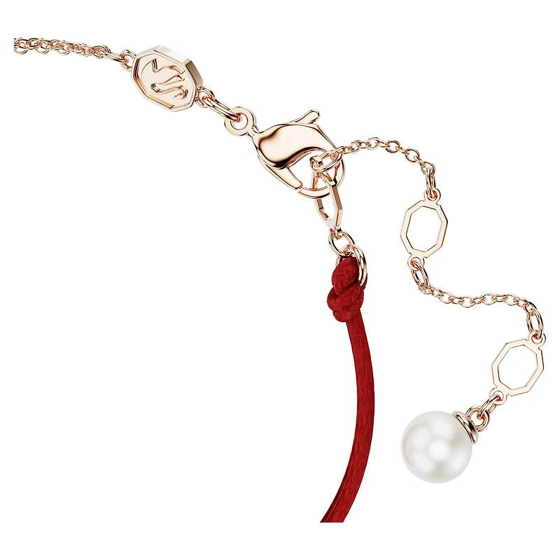 Symbolica bracelet, Crystal pearl, Pavé, Horse shoe, White, 18K rose gold finish