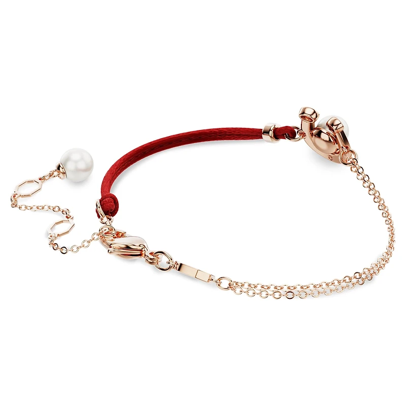 Symbolica bracelet, Crystal pearl, Pavé, Horseshoe, White, 18K rose gold finish