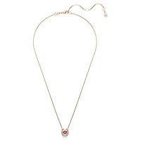 Symbolica pendant, Round cut, Pavé, Horse shoe, Red, 18K rose gold finish