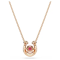 Symbolica pendant, Round cut, Pavé, Horse shoe, Red, 18K rose gold finish