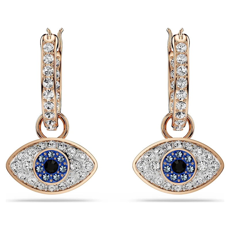 Symbolica drop earrings, Eye, Multicoloured, 18K rose gold finish