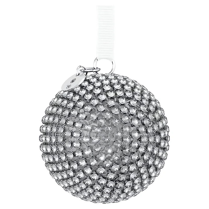 Holiday Magic Classics Crystal Mesh Ball Ornament, Silver tone