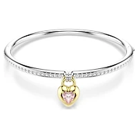 Idyllia bangle, Mixed cuts, Heart, Pink, metal finish by SWAROVSKI