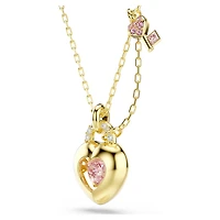 Idyllia pendant, Mixed cuts, Heart, key, Pink, 18K gold finish