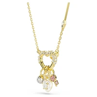 Idyllia pendant, Mixed cuts, Heart, Key, Pink, 18K gold finish