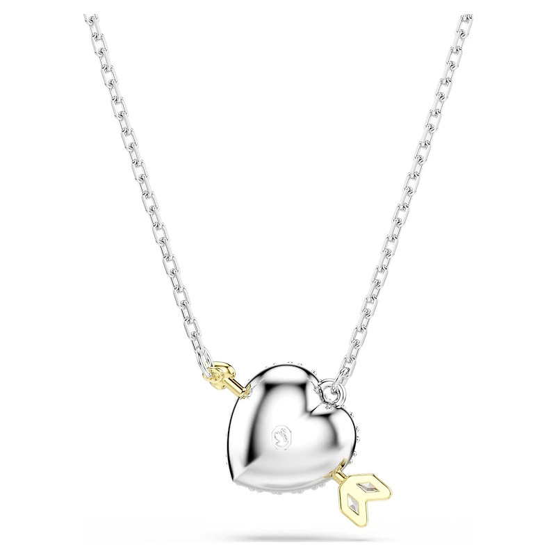 Idyllia pendant, Mixed cuts, Heart with arrow, White, Mixed metal finish by SWAROVSKI
