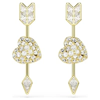 Idyllia drop earrings, Mixed cuts, Heart with arrow, White