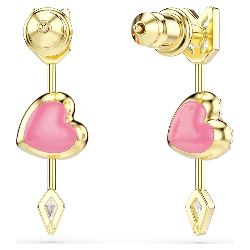 Idyllia drop earrings, Mixed cuts, Heart with arrow, White