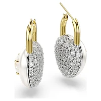 Idyllia drop earrings, Mixed cuts, Heart, White, Gold-tone plated by SWAROVSKI