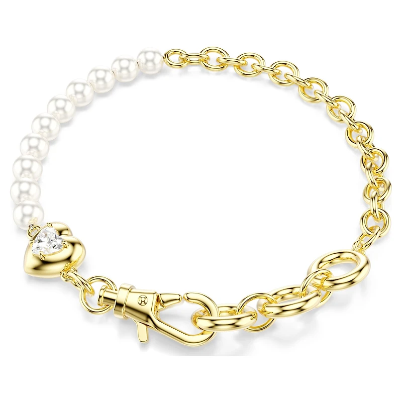 Idyllia bracelet, Crystal pearl, White, 18K gold finish