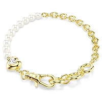 Idyllia bracelet, Crystal pearl, White, 18K gold finish