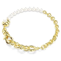 Idyllia bracelet, Crystal pearl, White, Gold-tone plated by SWAROVSKI