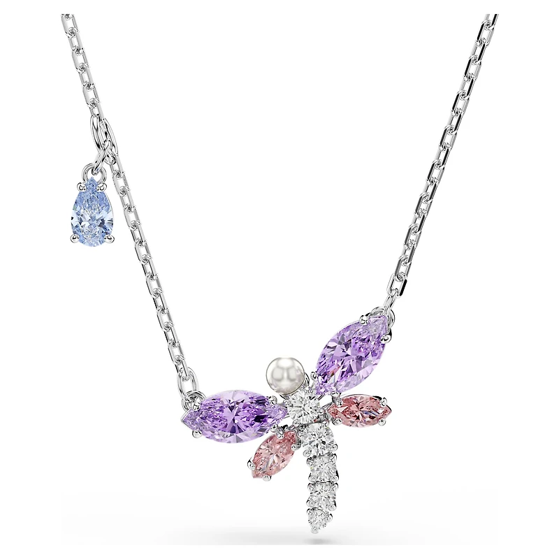 Ariana Grande x Swarovski pendant, Mixed cuts, Dragonfly, Multicoloured, Rhodium plated by SWAROVSKI
