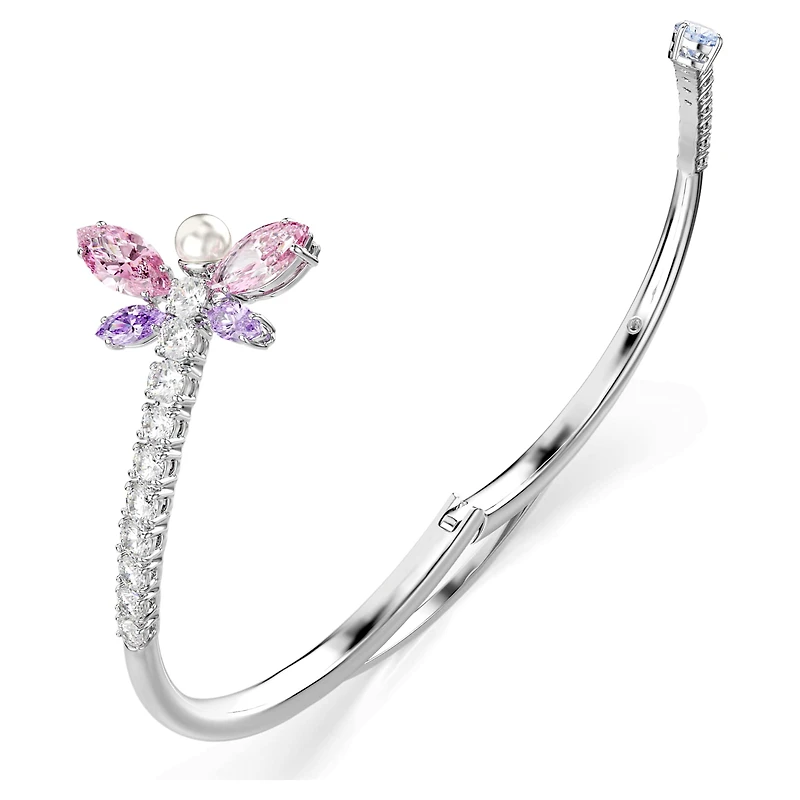 Ariana Grande x Swarovski bangle, Mixed cuts, Dragonfly, Multicoloured, Rhodium plated by SWAROVSKI