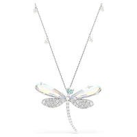 Ariana Grande x Swarovski pendant and brooch, Crystal Pearl, Mixed cuts, Dragonfly, White, Rhodium plated by SWAROVSKI