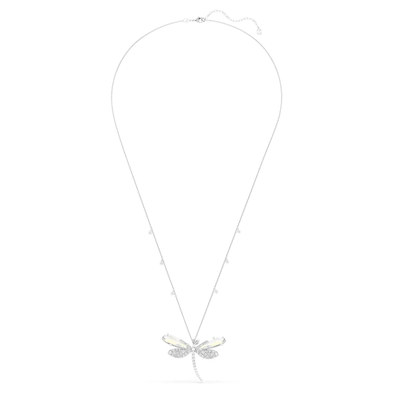 Ariana Grande x Swarovski pendant and brooch, Crystal Pearl, Mixed cuts, Dragonfly, White, Rhodium plated by SWAROVSKI