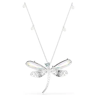 Ariana Grande x Swarovski pendant and brooch, Crystal Pearl, Mixed cuts, Dragonfly, White, Rhodium plated by SWAROVSKI