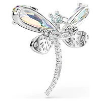 Ariana Grande x Swarovski pendant and brooch, Crystal pearl, Mixed cuts, Dragonfly, White, Rhodium plated by SWAROVSKI