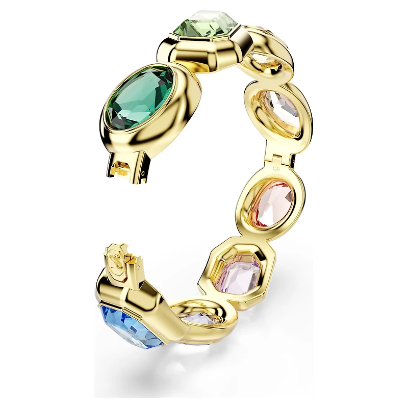 Gema cuff, Oversized crystals, Mixed cuts, Multicoloured, 18K gold finish