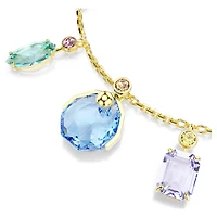 Gema bracelet, Mixed cuts, Dangling crystals, Multicoloured, 18K gold finish