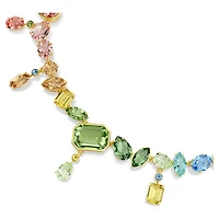 Gema necklace, Mixed cuts, Dangling crystals, Multicoloured, 18K gold finish