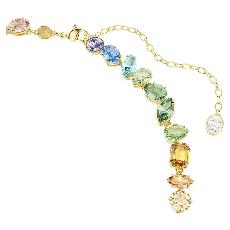 Gema necklace, Mixed cuts, Dangling crystals, Multicoloured, Gold-tone plated by SWAROVSKI
