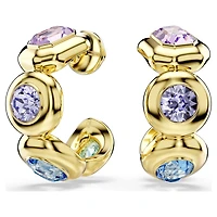Gema hoop earrings, Mixed cuts, Multicoloured, 18K gold finish