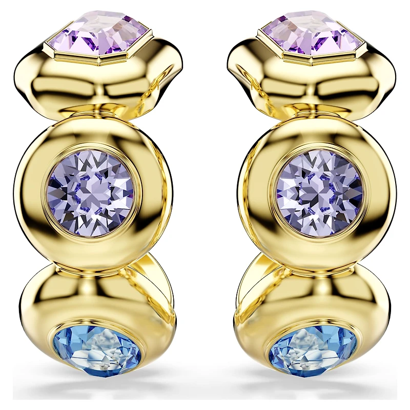 Gema hoop earrings, Mixed cuts, Multicoloured, 18K gold finish