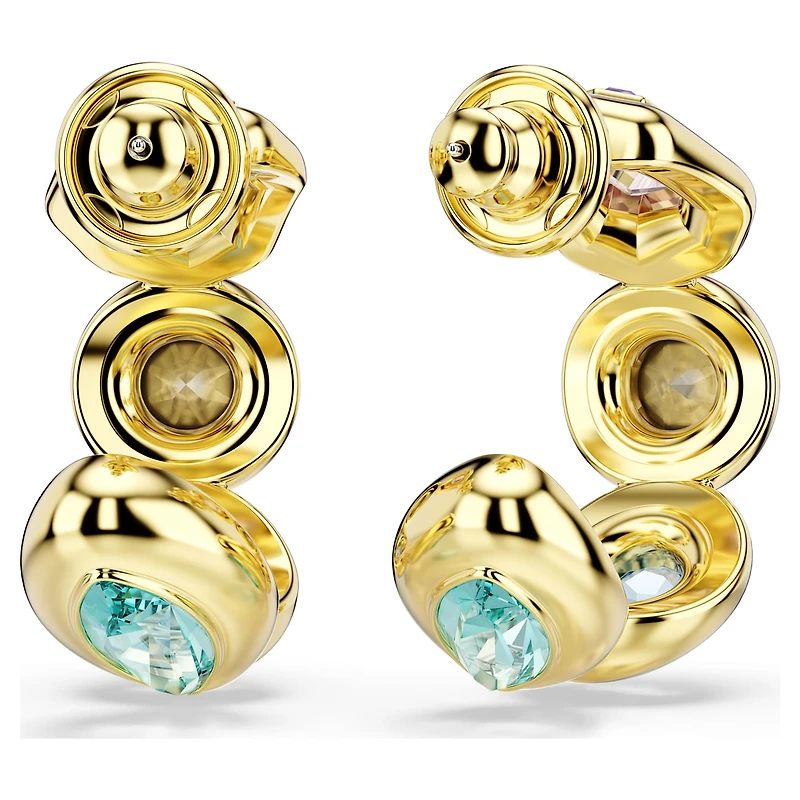 Gema hoop earrings, Mixed cuts, Multicoloured, 18K gold finish