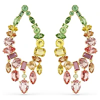 Gema drop earrings, Mixed cuts, Chandelier, Multicoloured, 18K gold finish