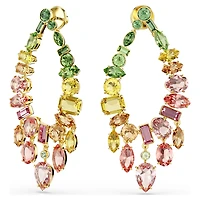 Gema drop earrings, Mixed cuts, Chandelier, Multicoloured, 18K gold finish