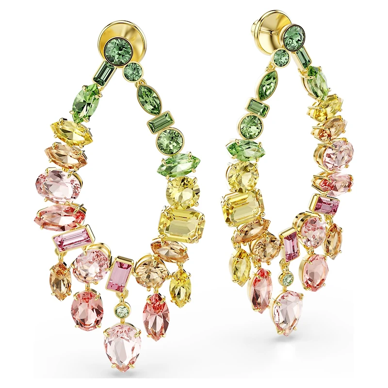 Gema drop earrings, Mixed cuts, Chandelier, Multicoloured, Gold-tone plated by SWAROVSKI