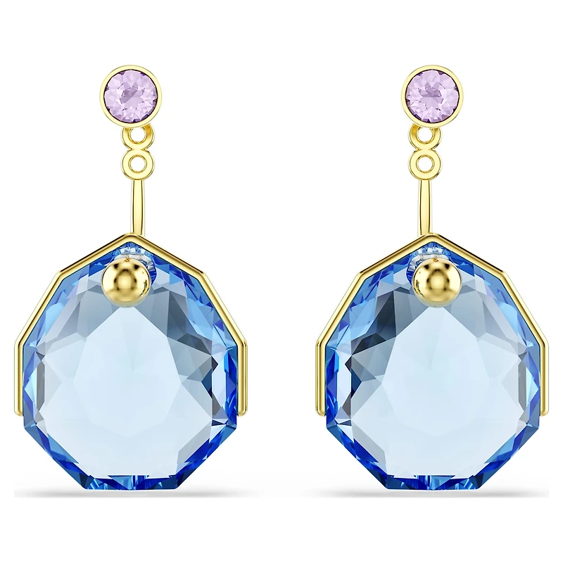 Gema earring jackets, Blue, 18K gold finish