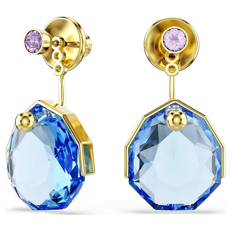 Gema earring jackets, Blue, 18K gold finish