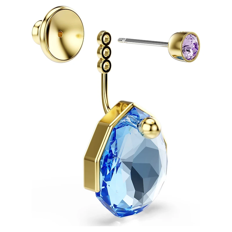 Gema earring jackets, Blue, 18K gold finish