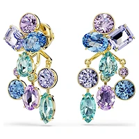 Gema earring jackets, Mixed cuts, Multicoloured, 18K gold finish