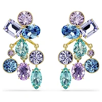 Gema earring jackets, Mixed cuts, Multicoloured, 18K gold finish