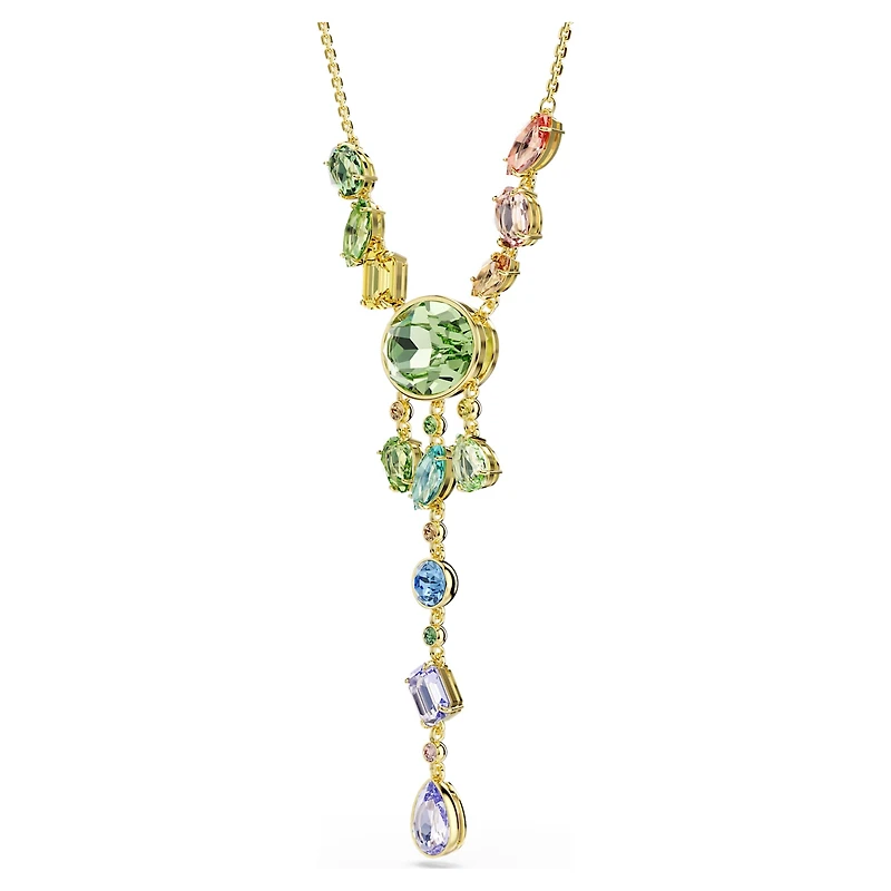 Gema Y necklace, Mixed cuts, Multicoloured, 18K gold finish