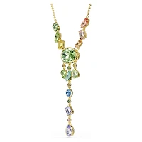 Gema Y necklace, Mixed cuts, Multicoloured, 18K gold finish