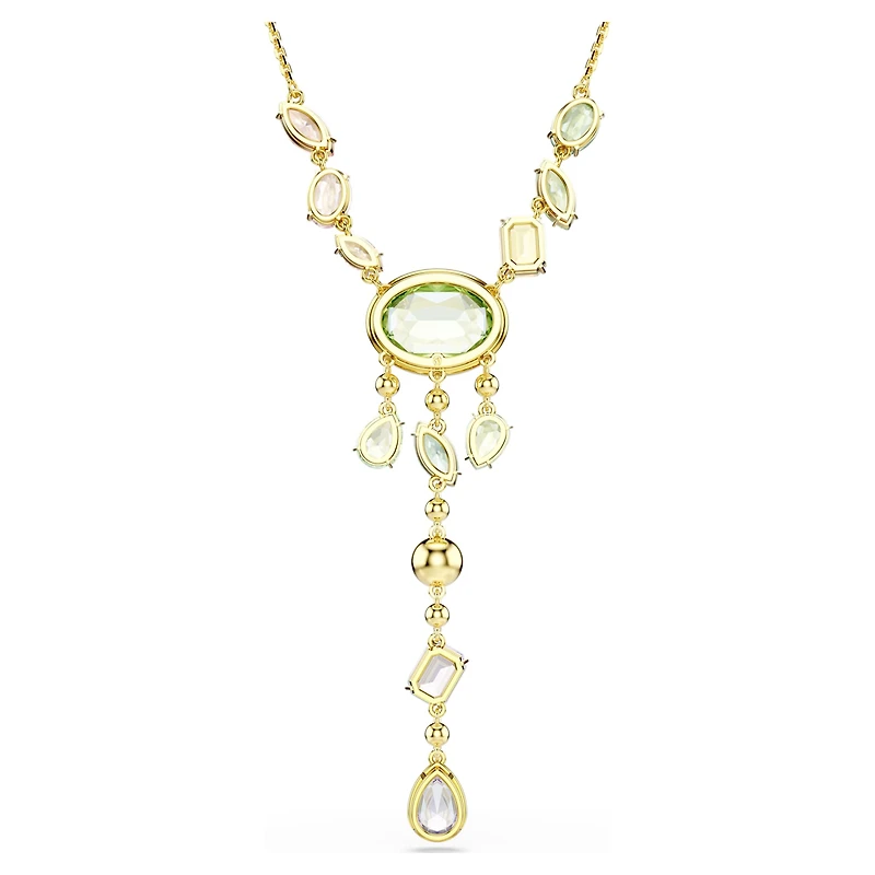 Gema Y necklace, Mixed cuts, Multicoloured, 18K gold finish