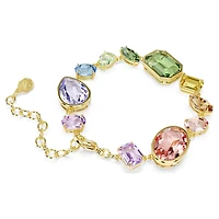 Gema bracelet, Mixed cuts, Multicoloured, 18K gold finish